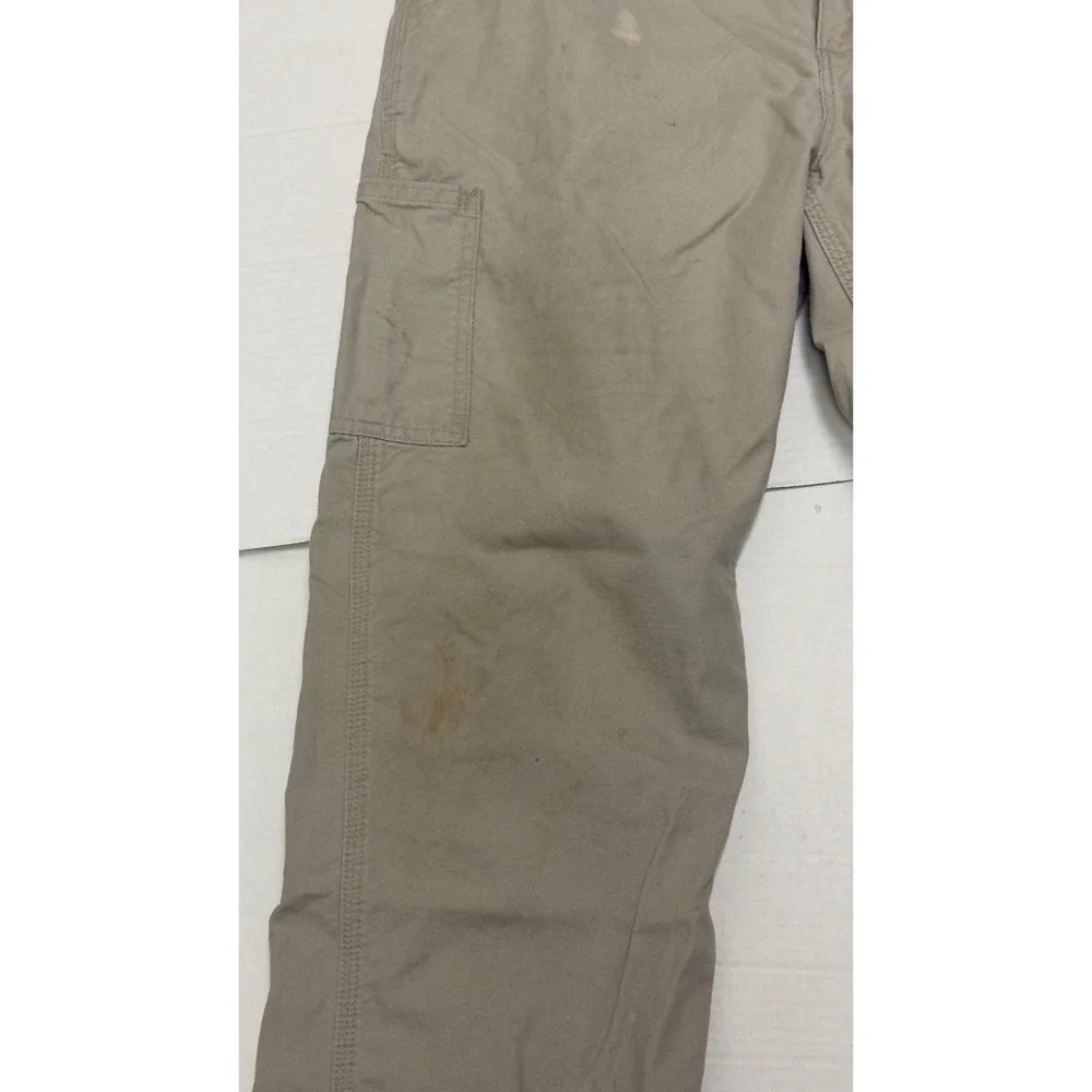 Carhartt Carpenter Pants Mens 37x28 Tan Distressed Canvas Workwear Utility